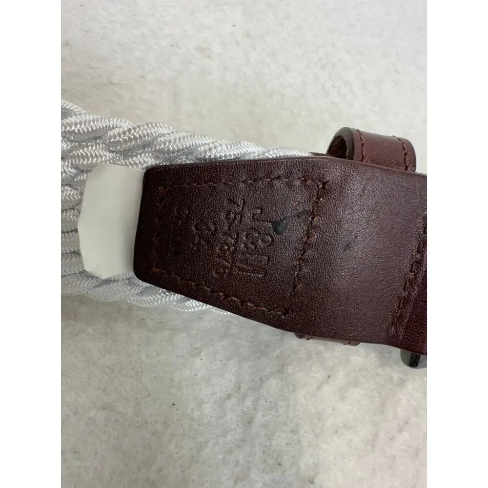 Johnston & Murphy Woven Braided Stretch-Knit Belt Brown Leather Trim SZ XL